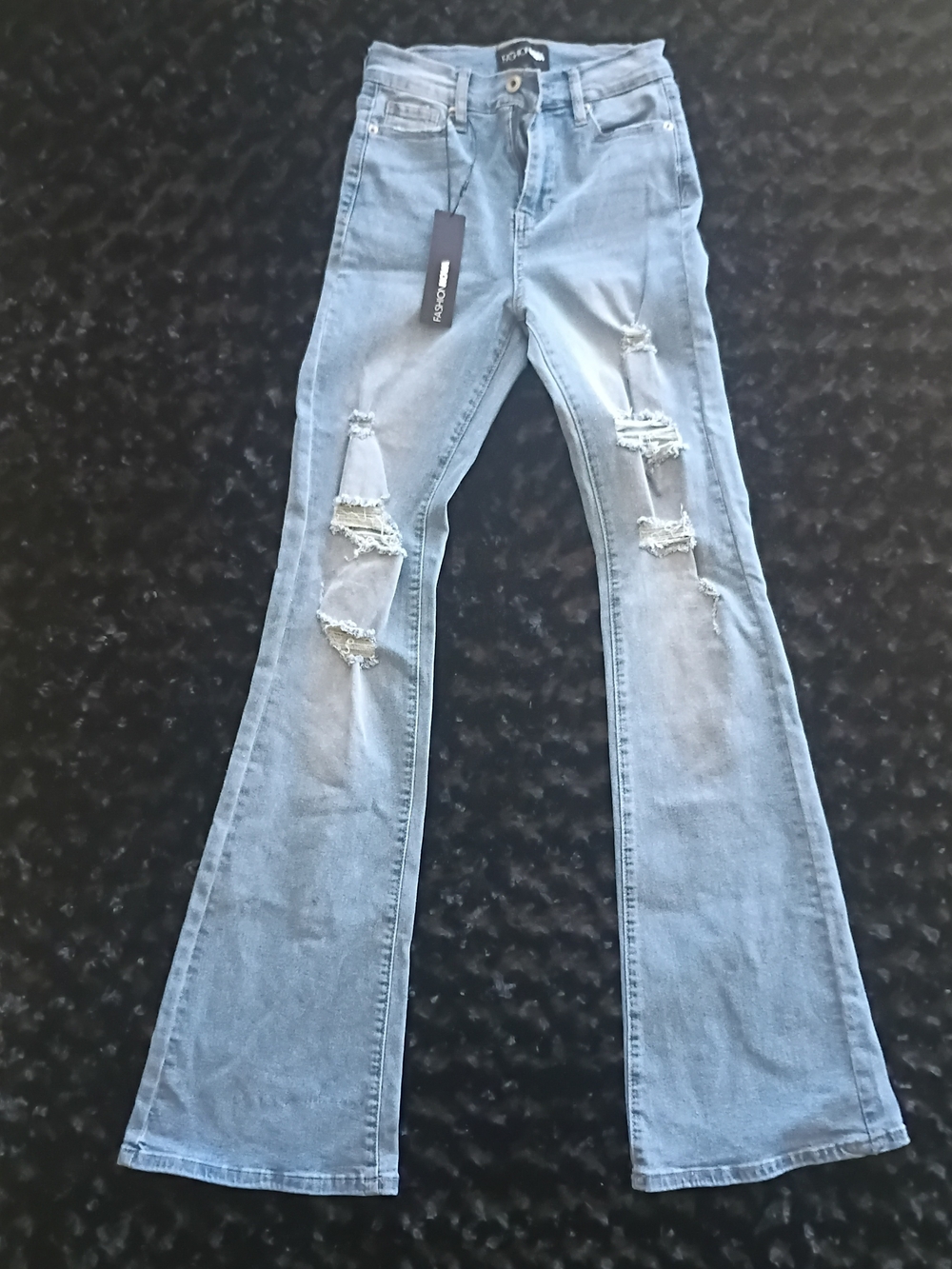 Fashion Nova Not My Fault Light Blue Distressed Flare Jeans - Women's